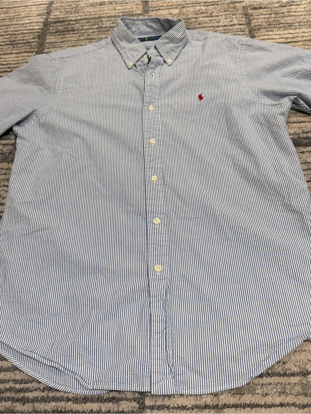 Ralph Lauren Men's Striped Button Down Blue & White Size Medium